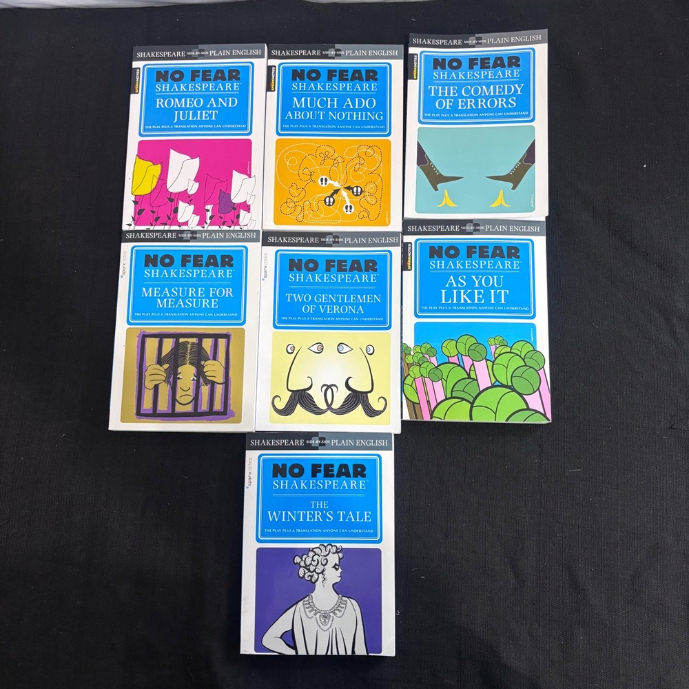 SparkNotes No Fear Shakespeare Book Lot of 7 Side-by-Side Plain English Plays